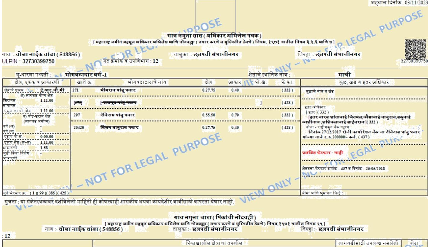 Maha Bhulekh Mahabhumi - 7/12 (Maharashtra Satbara Utara) 2025